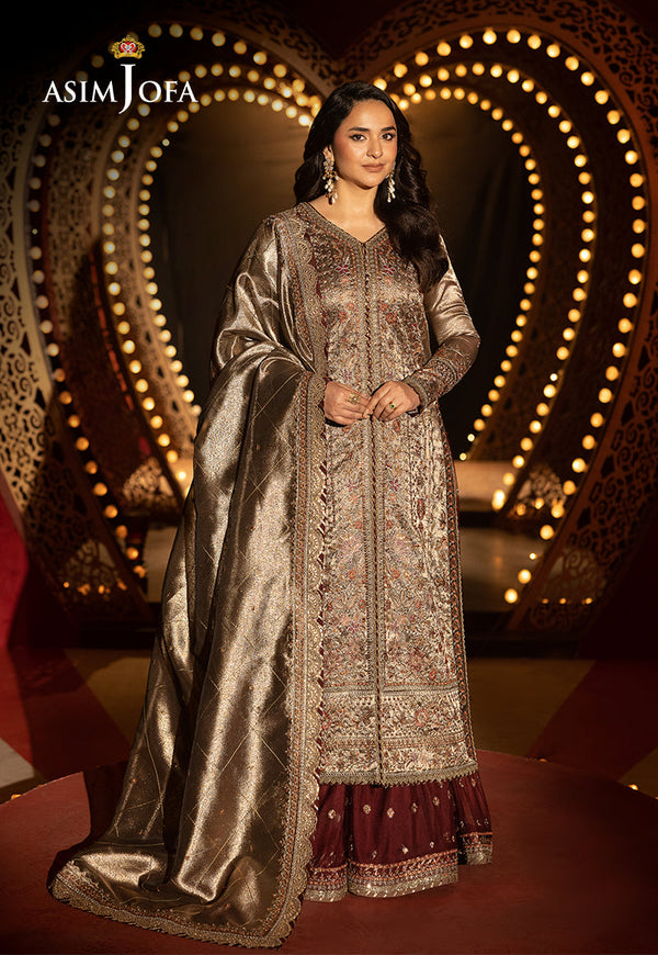 AJLFF-09 Embroidered Zari Tissue 3 Pcs