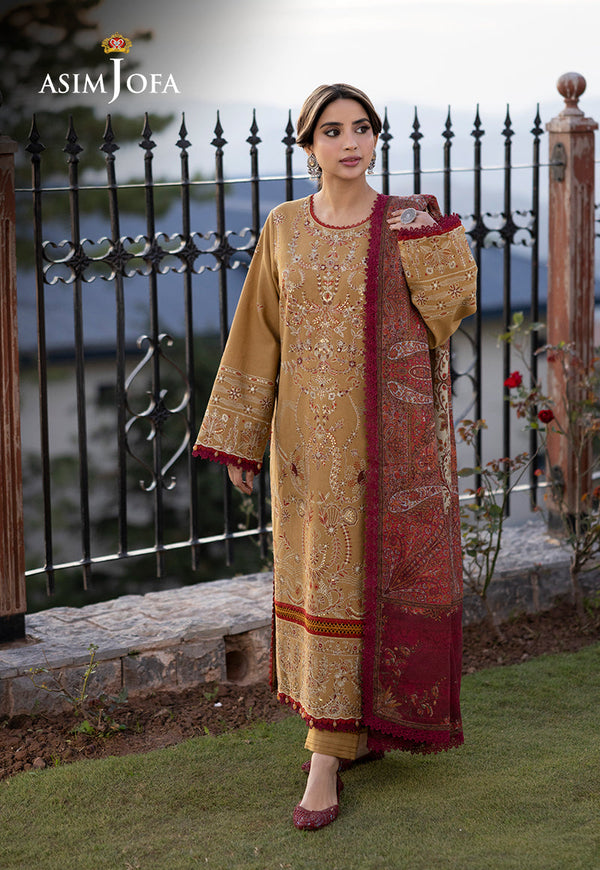 AJUW-13 EMBROIDERED KHADDAR 3 Pcs