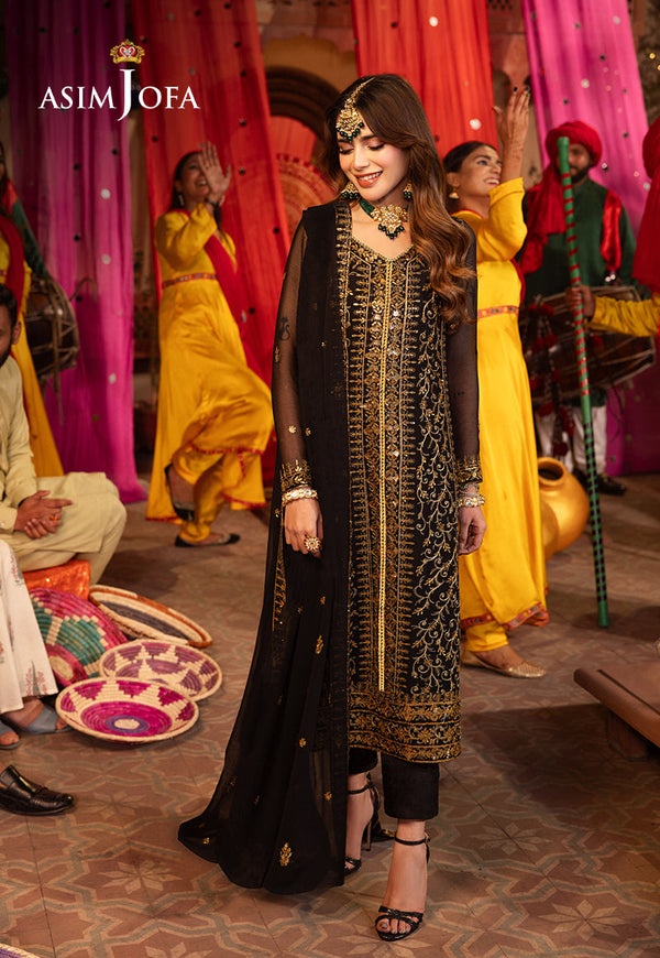AJCDB-19 EMBROIDERED CHIFFON STITCHED 3 PCS