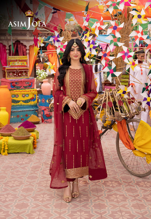 AJEMB-10 EMBROIDERED NET STITCHED 3 PCS