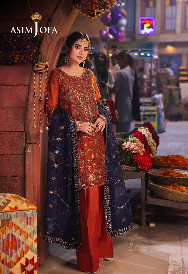 AJKKB-10 EMBROIDERED CHIFFON STITCHED 3 PCS