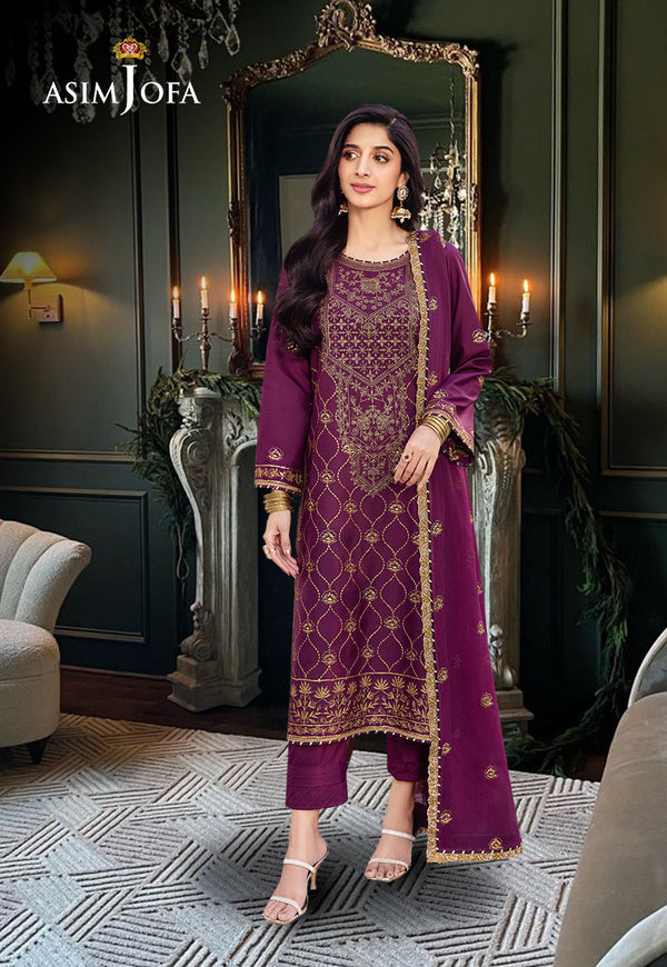 AJCFD-07 EMBROIDERED STITCHED 3 PCS