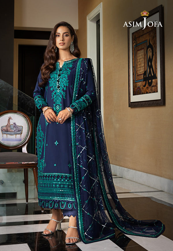 AJRN-22 EMBROIDERED LAWN SILK 3 PCS